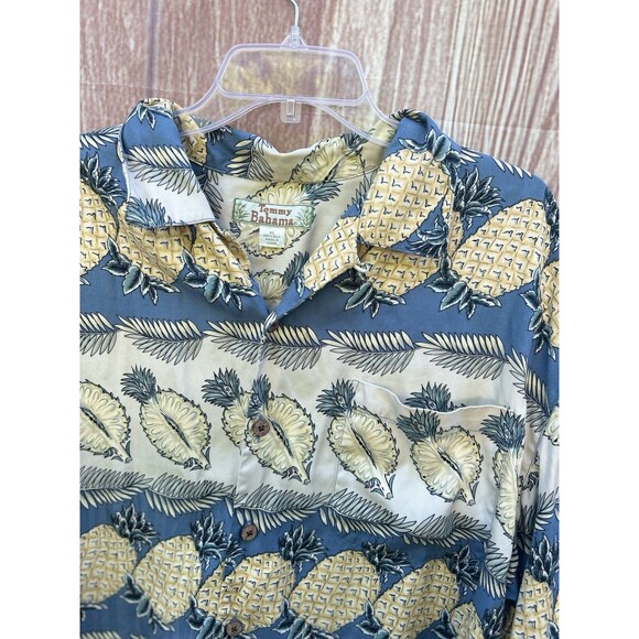 Vintage Tommy Bahama Men’s Hawaiian Silk Shirt XL Pineapple Aloha Allover Print - Picture 2 of 4